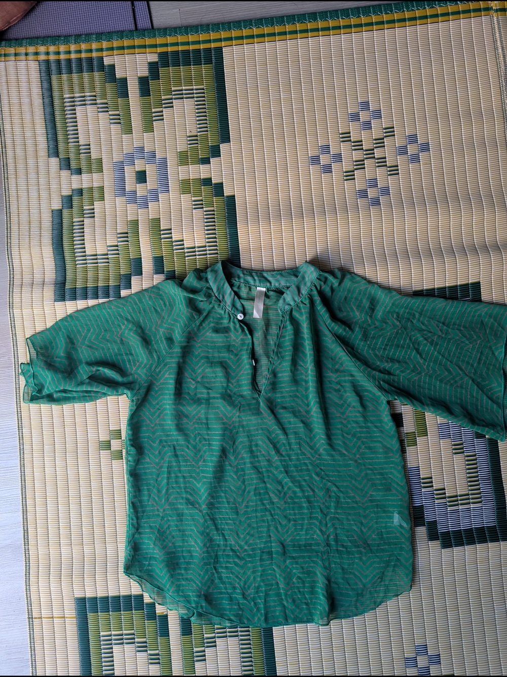 Bundle 3/$20 Lovely Day Green Blouse with Pink Stripe Detail